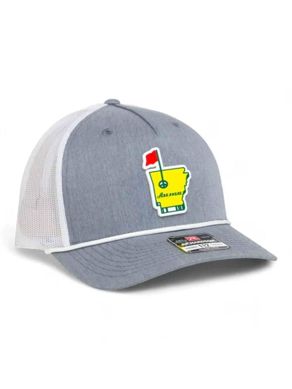 Arkansas Masters Golf 3D Snapback Trucker Rope Hat- Heather Grey/ White